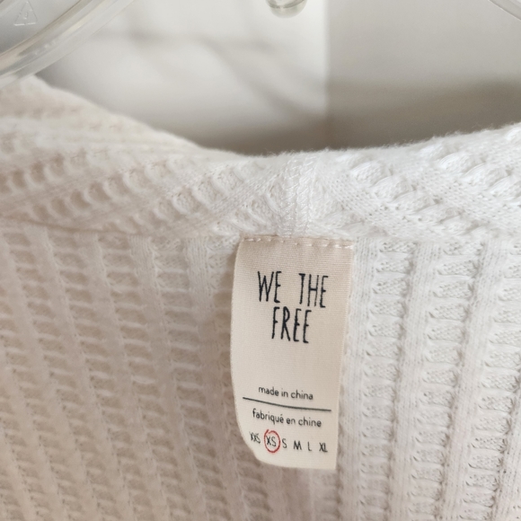 Free People We The Free top womens XS Ivory White Wildcat thermal waffle knit - Picture 3 of 7